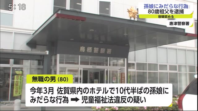 10代孫娘に淫行 80歳の祖父逮捕 いやらしい行為間違いない 佐賀県 佐賀のニュース 天気 サガテレビ