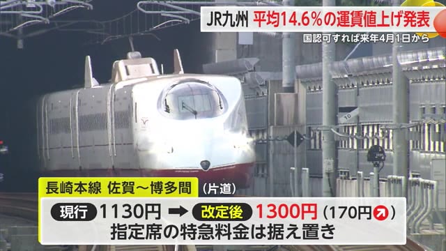 JR九州“運賃値上げ”発表 消費税値上がりの影響除けば29年ぶり【佐賀県】