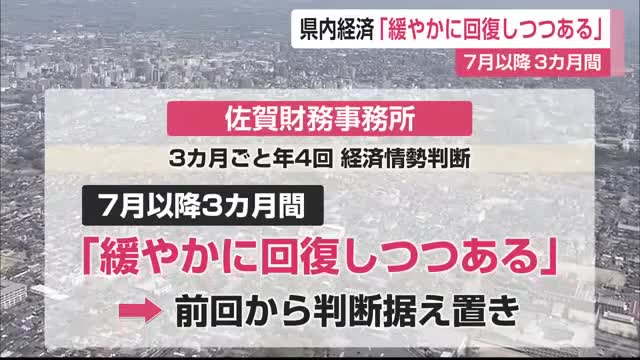 県内の経済情勢「緩やかに回復しつつある」と前回から判断据え置き【佐賀県】