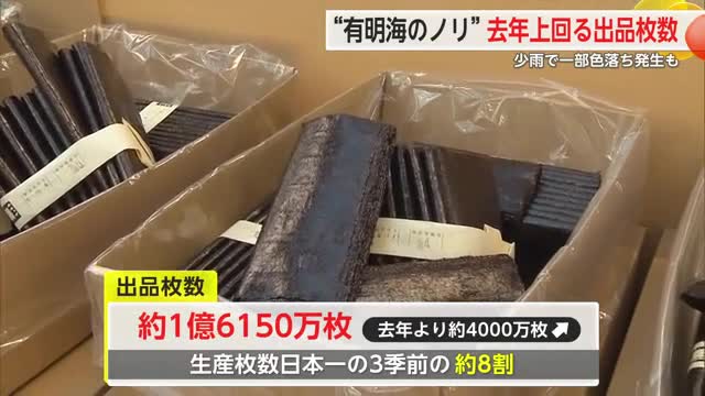 県産ノリ2回目の入札会 平均単価は過去最高 1枚あたり27円86銭【佐賀県】