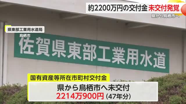 47年分2214万900円 県が鳥栖市に交付金未交付 大半が時効成立【佐賀県】