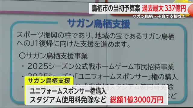 鳥栖市の当初予算案 過去最大337億円 サガン鳥栖や子育てへの支援策盛り込む【佐賀県】